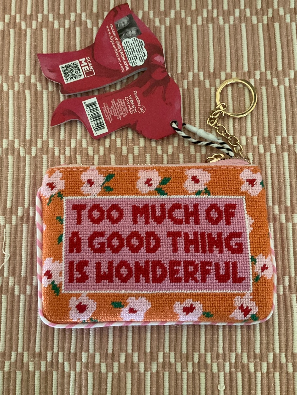 Hi Peach Layne Card Holder Keychain